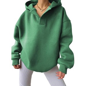 Womens Hoodies Oversized V Neck Sweatshirts Long Sleeve Pullover Casual Fall Teen Girls Preppy Clothes 2025 - 1 of 4