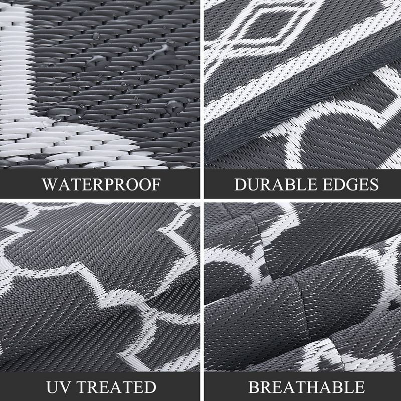 Outdoor Rug Waterproof Reversible Rug Outside Plastic Carpet, Stain & UV Resistant Portable RV Mat, 4 of 7