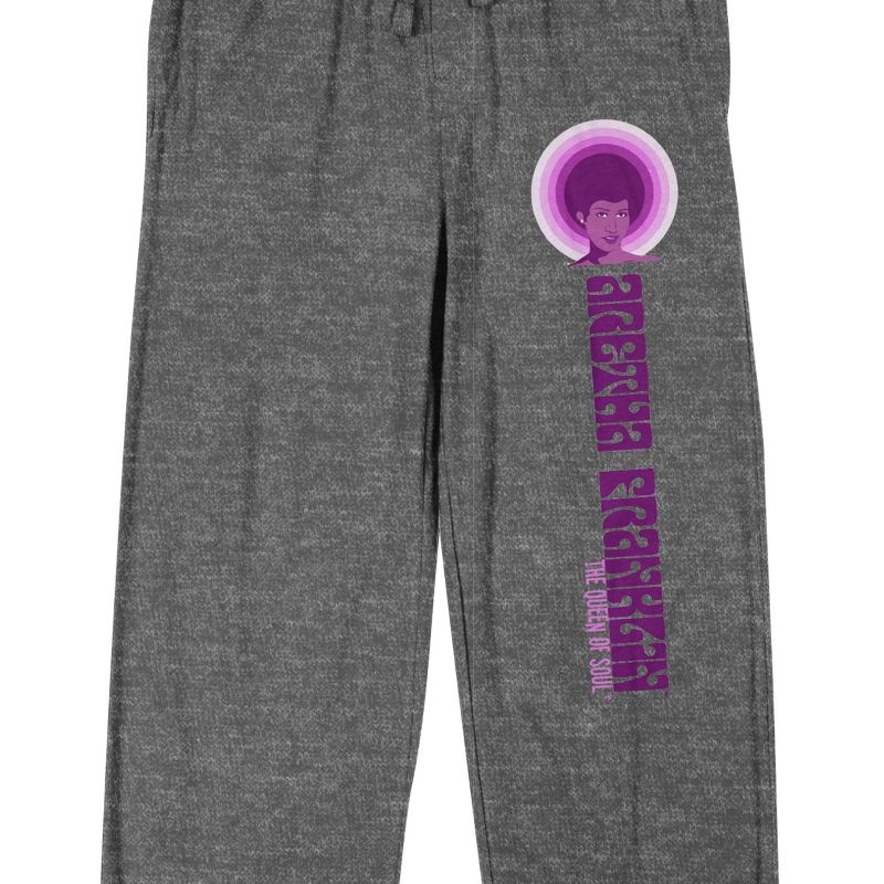 Aretha Franklin Singer In Purple Circle Men's Gray Heather Sleep Pajama Pants, 2 of 4