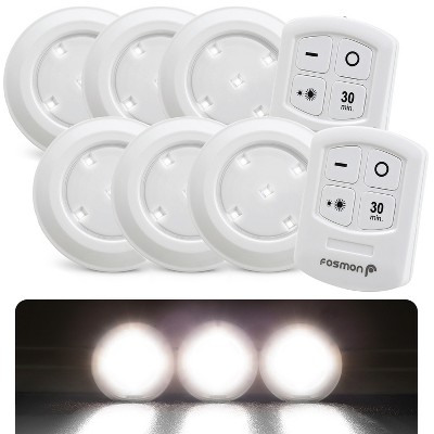 Fosmon Wireless LED Puck Light with Remote Control (Battery Powered) - White