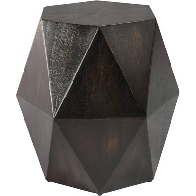 Uttermost Volker 18"W Worn Black Wood Geometric Accent Table