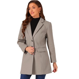 INSPIRE CHIC Women's Notched Lapel Single Breasted Outwear Fall coat - 1 of 4
