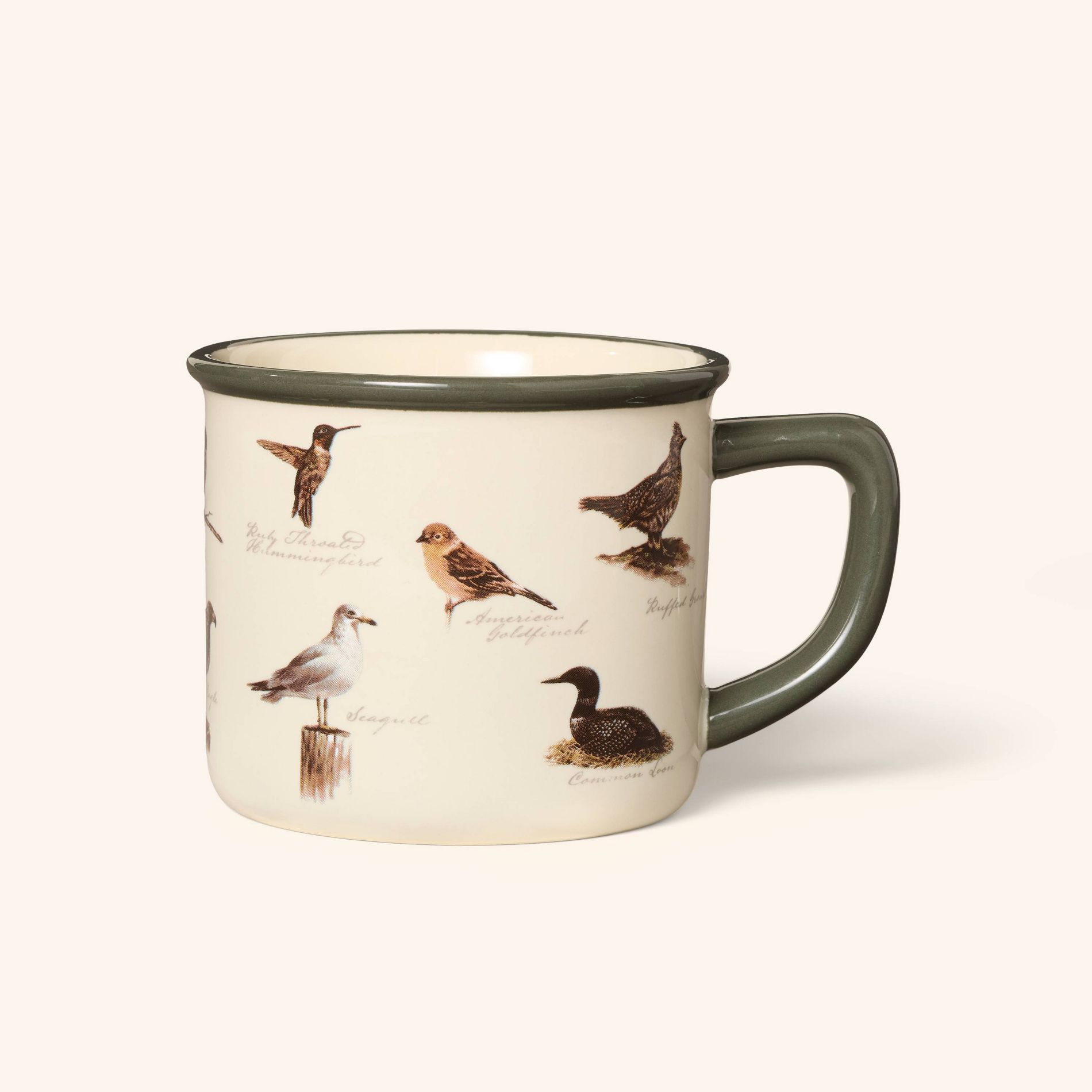 14.46 fl oz Ceramic Birds Mug Cream - Woolrich x Target