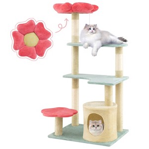 Tangkula 49" Flower Pink Cat Tree w/Flower-shaped Soft Perch Sisal Scratching Posts - 1 of 4