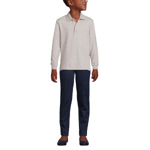 Lands' End School Uniform Kids Long Sleeve Interlock Polo Shirt - 1 of 4