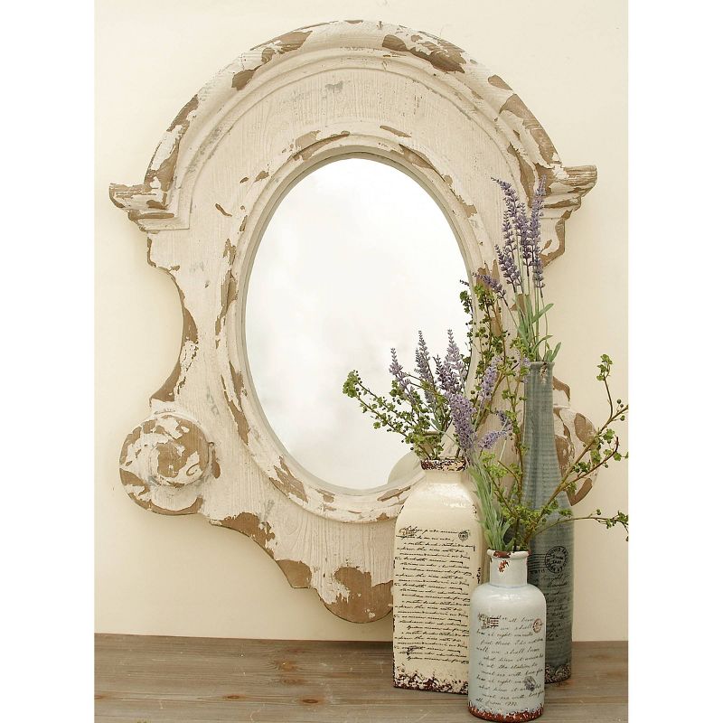 Fiberglass Carved Oval Wall Mirror with Arched Top and Distressing White - Olivia &#38; May, 3 of 18