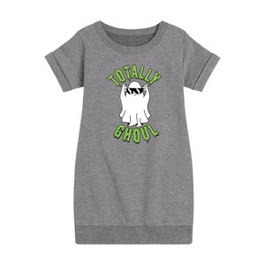 Girls' - Instant Message - Fall Graphic Short Sleeve Fleece Dress - 1 of 4