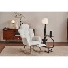 MAYEERTY Teddy Fabric Nursery Rocking Chair, Pillow Footrest Padded High Backrest, Living Room Bedroom, Ivory - 4 of 4