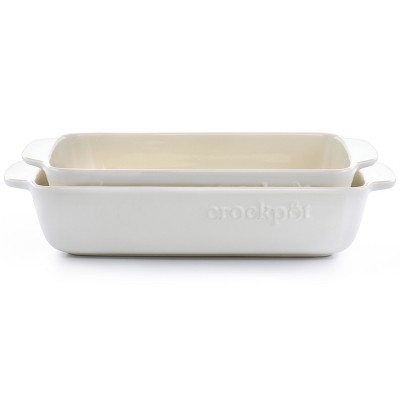 Cream Rectangular Stoneware Bake Pan Set, 2.5 and 3.5 Quart