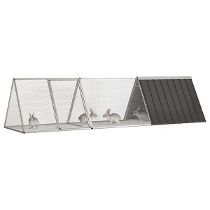 vidaXL Rabbit Cage Anthracite Galvanized Steel Large Rabbit Cage - 119.1" x 31.7" x 28" Anthracite - 1 of 4
