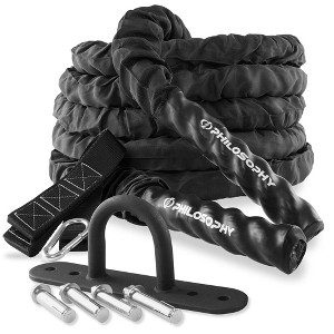 Philosophy Gym Exercise Battle Rope with Cover and Anchor Kit for Fitness Training, Conditioning - 1 of 4