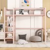 Twin Size Metal Loft Bed with 4-Tier Shelves and Storage, Black - 2 of 4