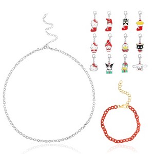 Sanrio Hello Kitty Girls Necklace and Bracelet with 12 Sanrio Charms Customizable Advent Set - Officially Licensed - 1 of 4