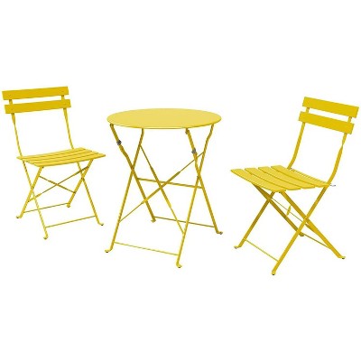 Whizmax Indoor/Outdoor 3-Piece Bistro Set Folding Table and Chairs Patio Seating
