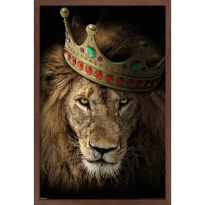 Trends International Reinders: Animals - Lion Boss Crown Framed Wall Poster Prints - 1 of 4