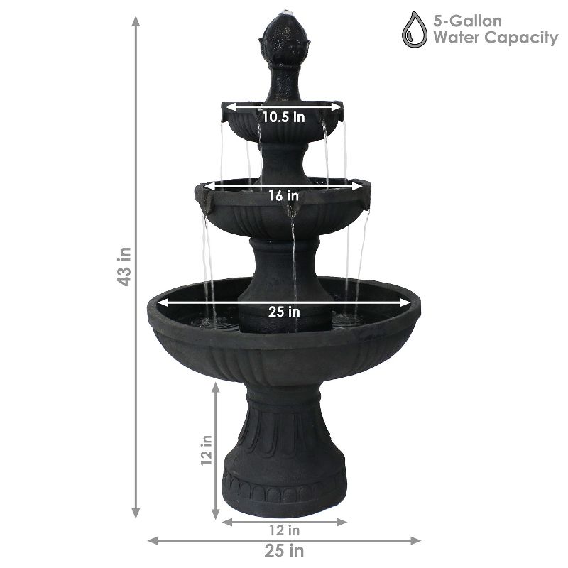 Sunnydaze 43"H Electric Fiberglass and Resin 3-Tier Flower Blossom Outdoor Water Fountain, 4 of 13