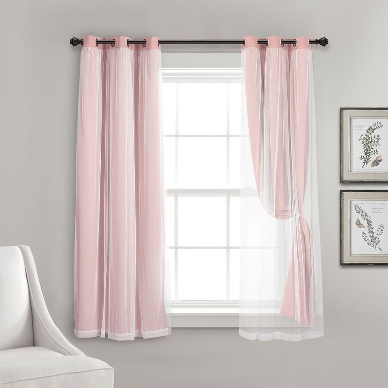 Lush Décor Grommet Sheer Panels With Insulated Blackout Lining Pink 38X45 Set, 4 of 7