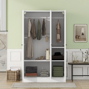 TIRAMISUBEST 3-Door Shutter Wardrobe with shelves - Mobile Lateral Filing Cabinet, Locking Wheels, Adjustable Shelf - 1 of 4