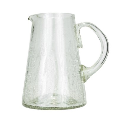 Amici Home Clear Crackle Authentic Mexican Handmade Pitcher, 80oz