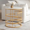 Studio 55D Brassica Modern Metal Round Geometric Tea Table 23 3/4" Wide Gold Cream Gray Faux Marble Tabletop for Living Room Bedroom House - 2 of 4