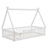 CAVINAS Kids Toddler Bed with Guardrails,Floor Bed with Tent-shaped Design,Twin/Full Size Montessori Bed for Bedroom,White/Brown/Gray/Off-White - 4 of 4
