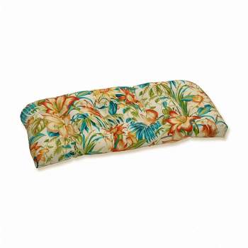 Botanical Glow Tiger Lily Outdoor Wicker Loveseat Cushion - Pillow Perfect
