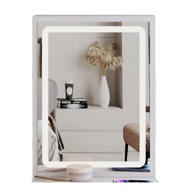 GlasFlength Decorative Wall Mirrors Rectangular Accent Mirror Wall Mirror Decorative Mirror Bathroom Mirror for Room, White, 15.74"*0.6"*20.86"