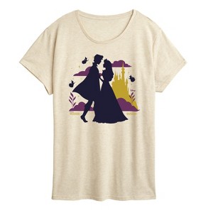 Women's - Disney Princess - Sleeping Beauty Aurora And Prince Philip Silhouettes Short Sleeve Graphic T-Shirt - 1 of 4
