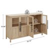 Sideboard Buffet Cabinet with 4 Glass Doors, 55" Large Modern Farmhouse Storage Cabinet Table, Pear Wood Finish, Buffet Hutch - 3 of 4