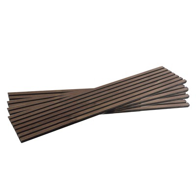 Cesicia Black Faux Wood Wall Panels, 94.5'' x 11.5'' Sound Absorbing Acoustic Panels, Wood Slat Wall Panels for Interior Wall Decor, polyester
