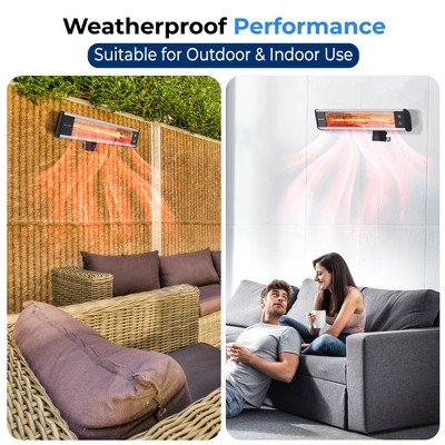 SereneLife 1500W Black Wall-Mounted Electric Patio Heater with Remote