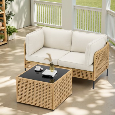 Buenhomino Patio Furniture Set – Outdoor Sectional Wicker Sofa with Cushions, All-Weather PE Rattan Conversation Set for Garden, Balcony & Poolside