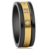 Pompeii3 Men's Black & Gold Plated Tungsten 8mm Lab Created Diamond Wedding Band - 2 of 4