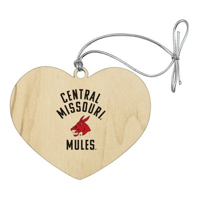 University of Central Missouri Mules Heart Love Wood Christmas Tree Holiday Ornament
