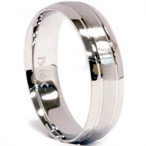 Pompeii3 Mens 14K White Gold 6mm Brushed Wedding Band Ring New - 1 of 4