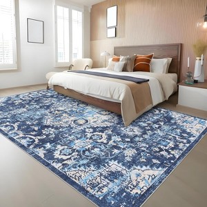 Washable Runner Rug, Ultra-Thin Vintage Oriental Carpet, Non-Slip Non-Shedding Hallway Rug, Distressed Accent Rug for Kitchen or Bedroom - 1 of 4