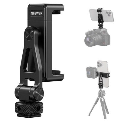 MaseiKar Metal Phone Tripod Mount with Cold Shoes,1/4" Thread, 180¡ã Tilt,360¡ã Rotation,Adjustable Phone Clamp Metal Phone Holder Compatible