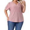 Agnes Orinda Women's Plus Size Summer Eyelet V Neck Short Sleeve Blouse - 2 of 4