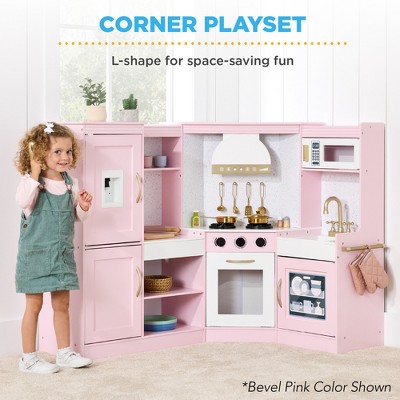 Pink Wooden Corner Kitchen Playset with Lights and Sounds