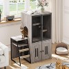 Cat Litter Box Enclosure, Double Cat House with Storage, Enclosed Litter Box Furniture with Ladder - 3 of 4