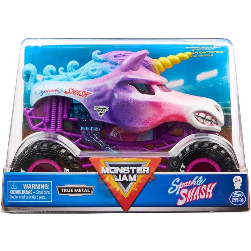 Monster Jam, Official Sparkle Smash Monster Truck, Collector Die-Cast Vehicle, 1:24 Scale, 1 of 4
