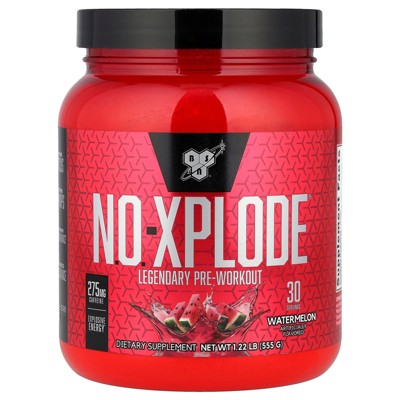 BSN N.O.-XPLODE Pre Workout Powder, Energy Supplement for Men and Women with Creatine and Beta-Alanine, Flavor: Watermelon, 30 Servings