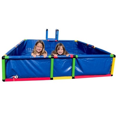 Funphix Buildable Blue Plastic Swimming Pool with Safety Steps