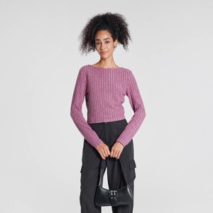 Women's Long Sleeve Rib-Knit Boat Neck Top - Wild Fable™ - 1 of 4