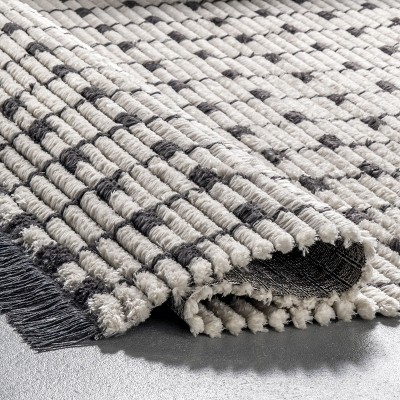 Beige Rectangular Shag Synthetic 4' x 6' Area Rug