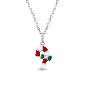 Girls' Sweet Candy Cane Sterling Silver Necklace - In Season Jewelry - 1 of 1