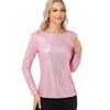Anna-Kaci Women's Long Sleeve Sequin Top with Crew Neck and Fitted Silhouette - 3 of 4