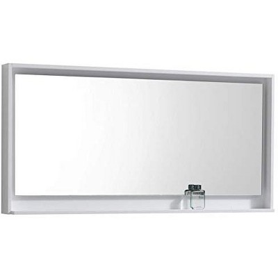 Kube Bath Bosco 60Inch Framed Mirror With Shelve - Gloss White Finish