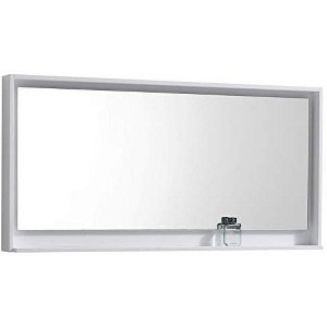 Kube Bath Bosco 60Inch Framed Mirror With Shelve - Gloss White Finish - 1 of 2