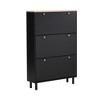 Narrow Design Shoe Cabinet with 3 Flip Drawers, 3 Hooks and Adjustable Panels - ModernLuxe - 4 of 4